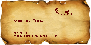 Komlós Anna névjegykártya