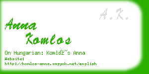 anna komlos business card